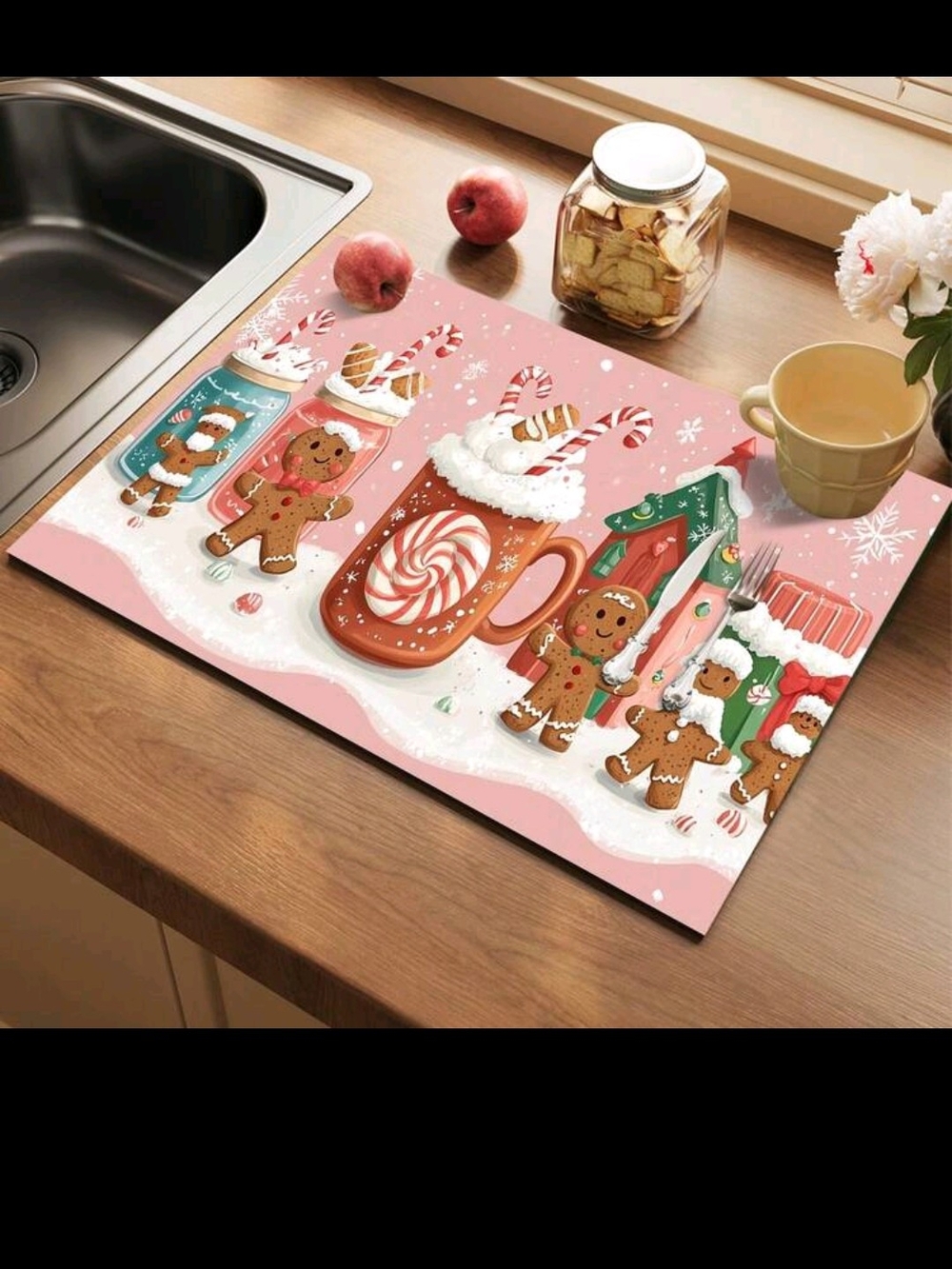 Gingerbread Silicone Absorbent Non Slip Mat - Picture 1 of 8